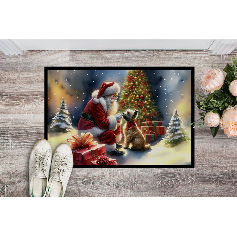 Paillasson Cairn Terrier and Santa Claus, L 24 po x L 36 po