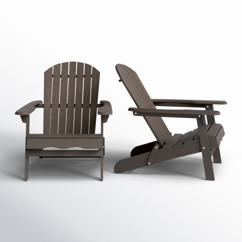 Woking Foldable Outdoor Adirondack Set, Gray
