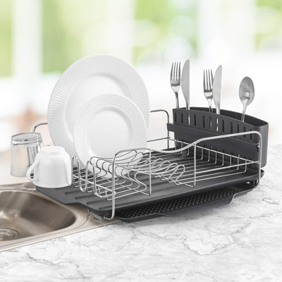 Advantage 4-Piece Dish Rack System | Rust-Resistant Stainless Steel | Gray | Sink/Tabletop Mount