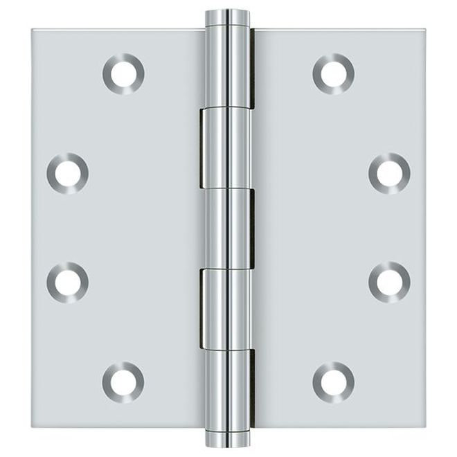 4.5'' x 4.5'' Butt Bearing Hinge, Polished Chrome