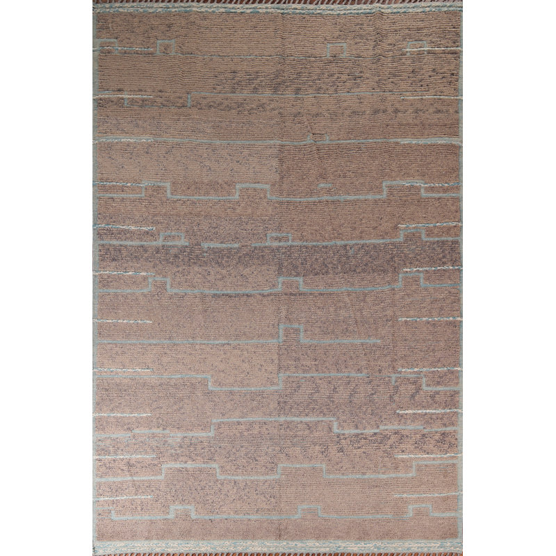 Tapis marocain brun à motif abstrait 9 x 12