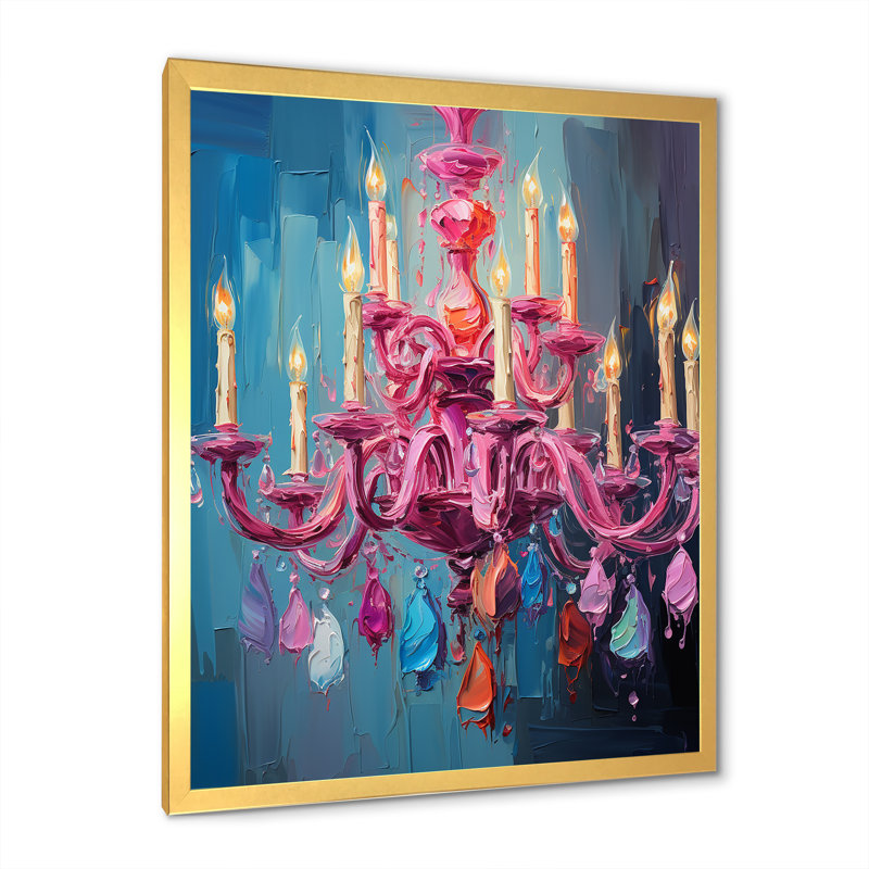 Lustre rose Pop Art Glamour - lustre, Cadre doré simple, H 20 po x l 12 po x P 1 po