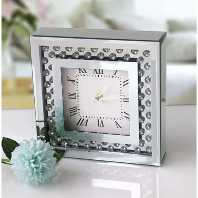 Sparkling Square Mirror Desktop Decorative Clock