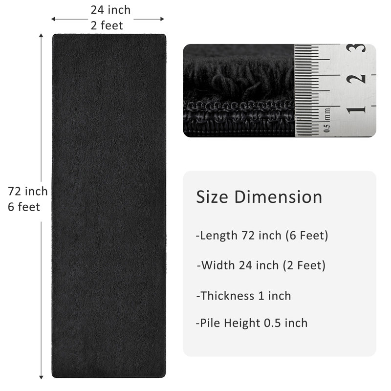 Tapis de couloir auto-adhésif 2 pi x 6 pi à usage multiple noir, Noir