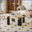 Table basse en bois aggloméré aspect bois peu encombrant avec pieds noirs, facile à nettoyer et amp; Assemblage pour les petits salons