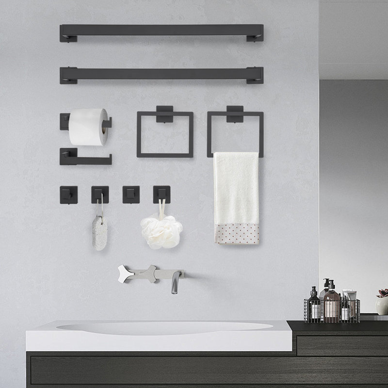 Ensemble de 10 accessoires de salle de bain noir mat