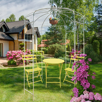 Metal Garden Arch Iron Garden Arbors Gazebo Dia 81.3'' x 114.2'' High Birdcage Shape Pergola Pavilion for Wedding Ceremony