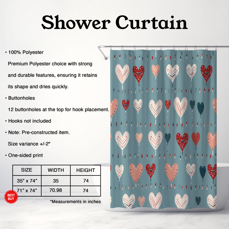 Amorous Patterns - Premium Shower Curtain, 74"H x 71"W