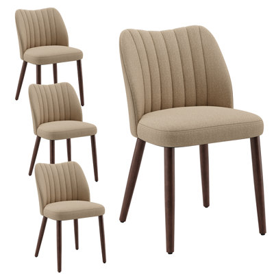 Modern Upholstered Dining Side Chair with Wooden Legs 