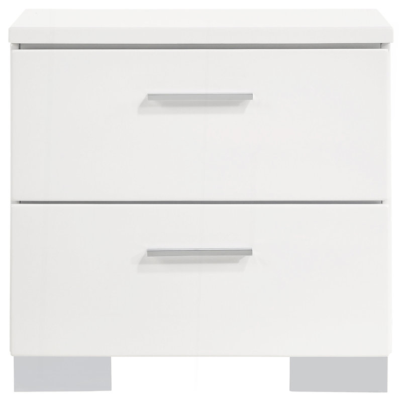 Dulcey White High Gloss 4-Piece Eastern King Bedroom Set