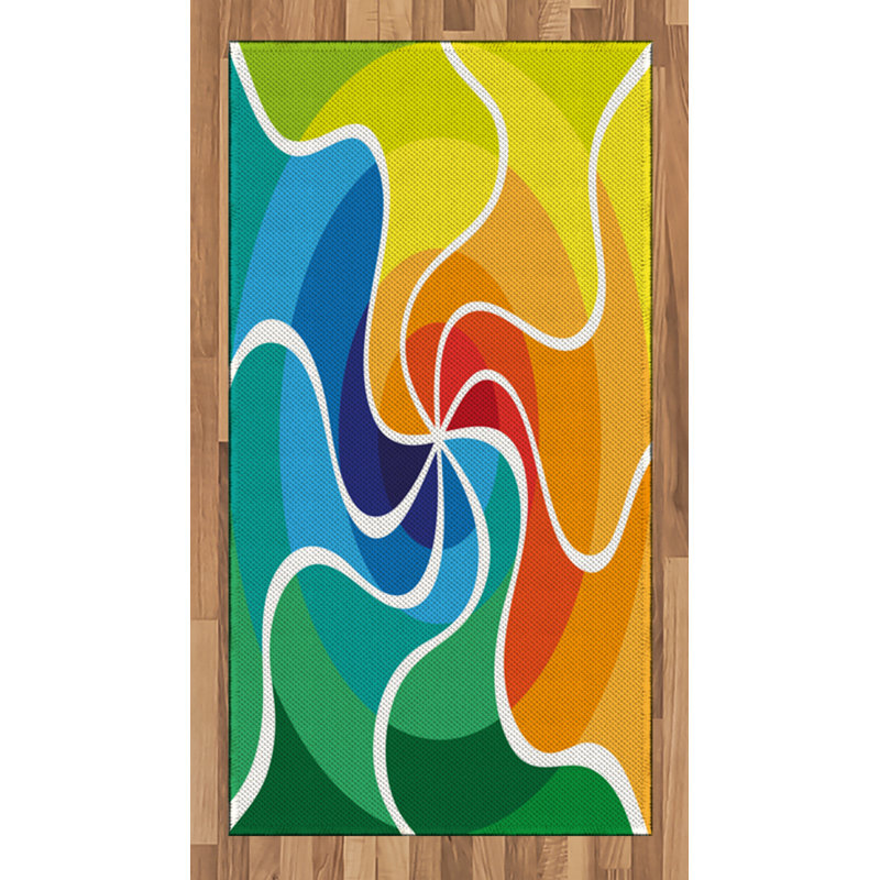Psychedelic High Density Long Fiber Poly Threads Decorative Area Rug Carpet, Rectangle 2'7" x 5'