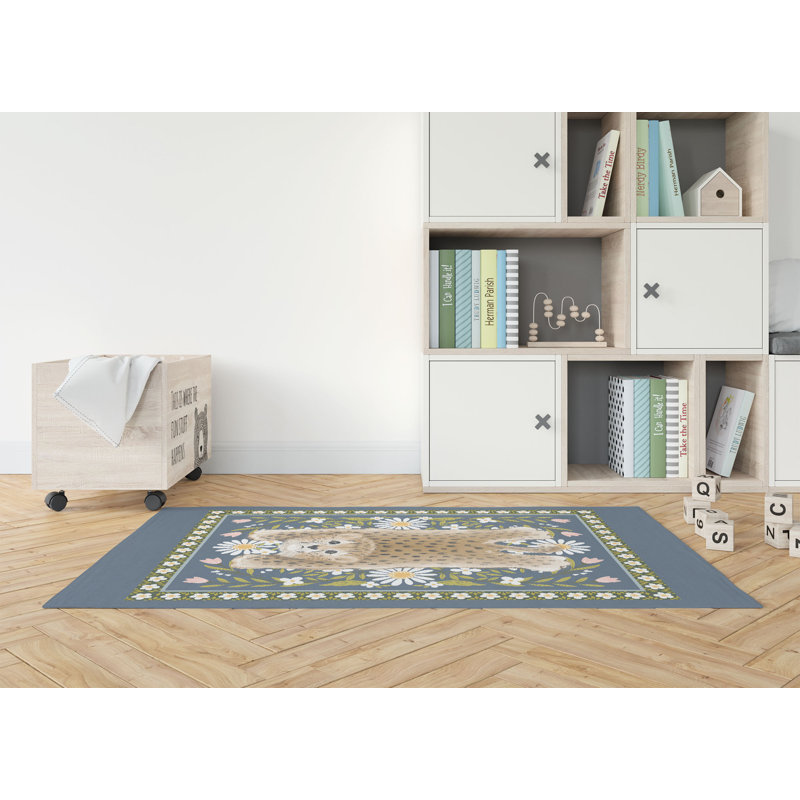 Tapis de jeu Lil Liling Leopard, Ardoise, Rectangle 5 pi x 7 pi