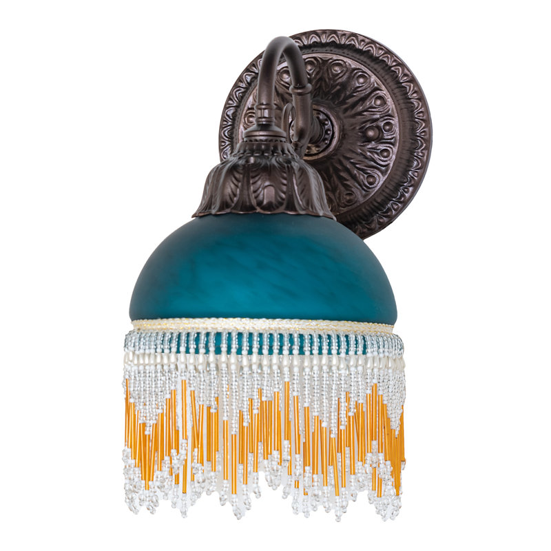 1 - Light Armed Sconce, Blue, 6" H x 6" W x 6" D