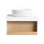 Meuble-lavabo flottant 24 po avec lavabo vasque rond blanc brillant, meuble-lavabo mural avec tablette ouverte, finition blanche avec comptoir durable, conception moderne peu encombrante (livré dans 2 boîtes)