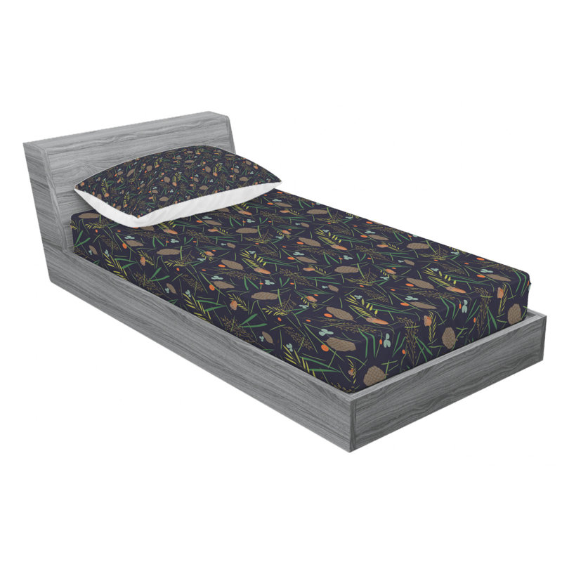 Microfiber Floral Fitted Sheet, Twin Fitted Sheet with 1 Pillowcase