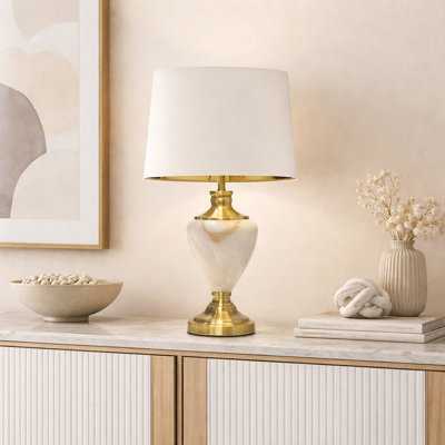 Gadd 57cm Marble Effect Metal Table Lamp