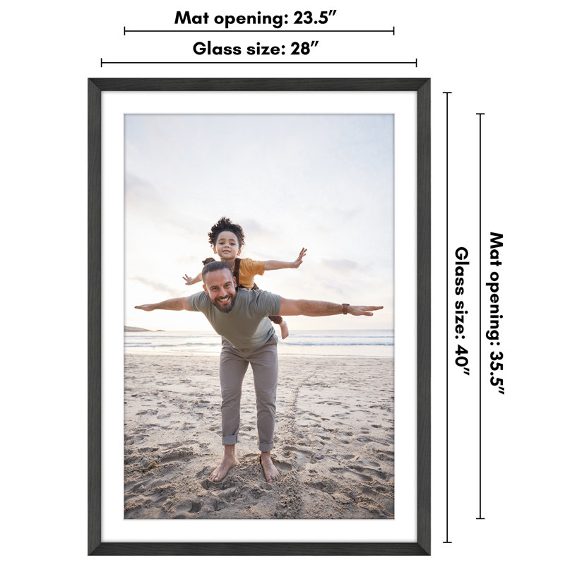 Black Wide Molding Picture Frame with Mat 28x40