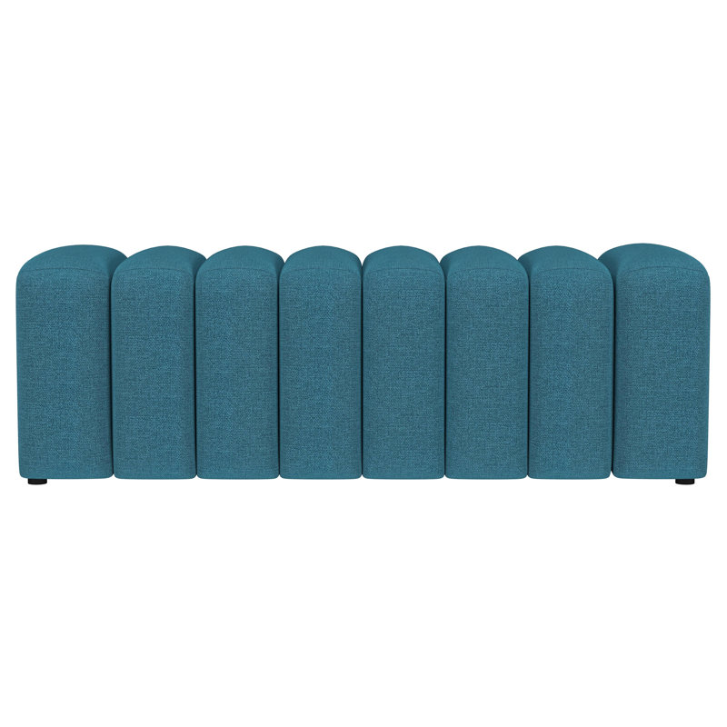 Blue Fabric Upholstered Tufted Accent Bench, Peacock Blue, Blue