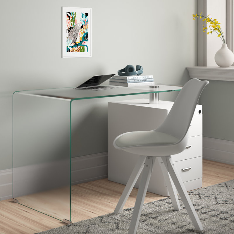 Eukleides Glass Solid Wood Writing Desk