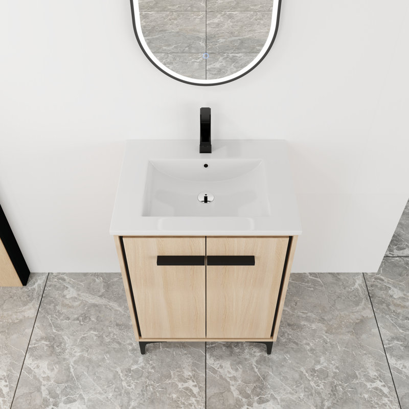 Kebron 24'' Single Bathroom Vanity with Ceramic Top