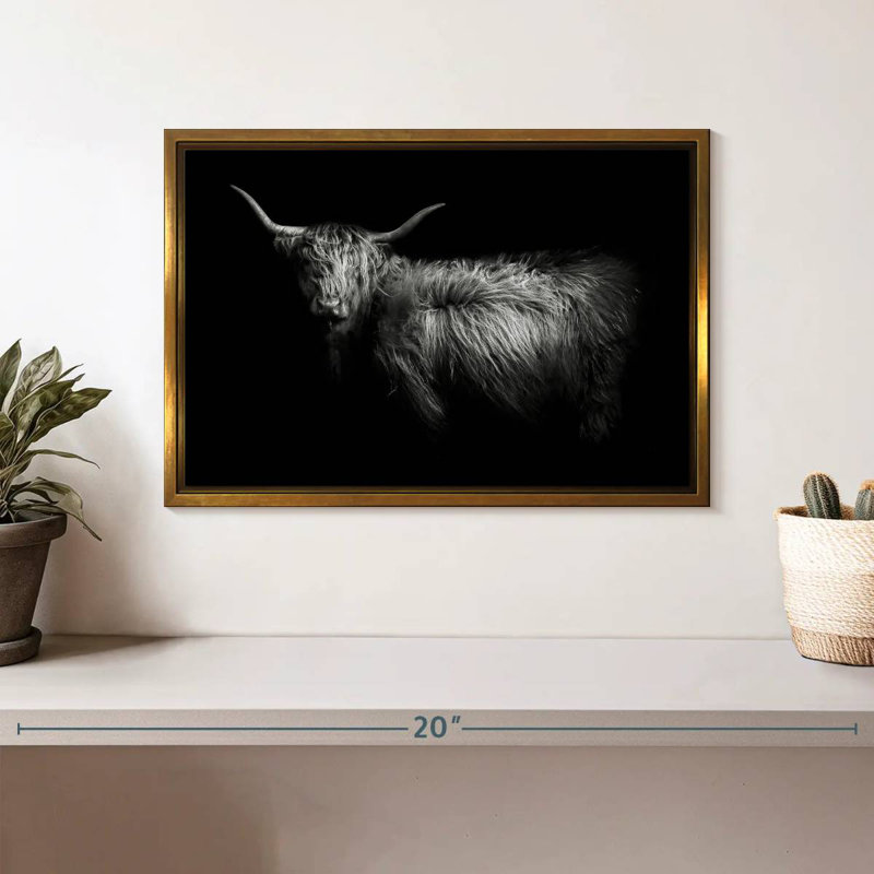 Hello Highland Cow, Cadre flottant doré, 13 po x 9 po