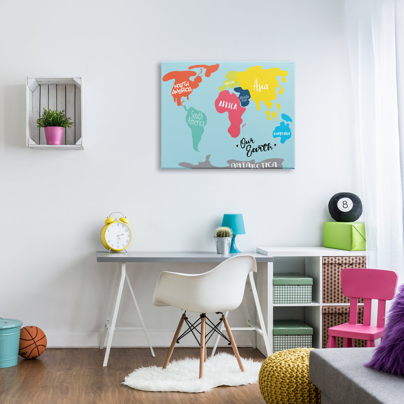 «Abstract Our Earth World Map Bold Shape Régions» par Milli Villa - impression sur toile, H 40 po x l 30 po, Toile tendue