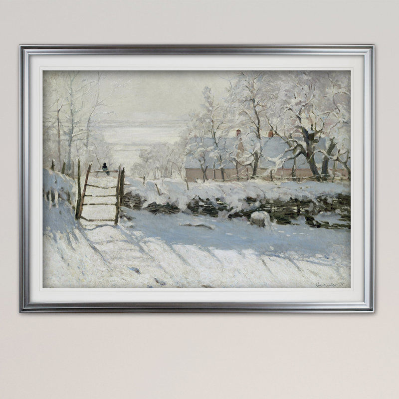 «The Magpie» par Claude Monet, impression, Argent, H 31 po x l 43 po x P 1,5 po