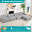 Canapé modulaire velours capitonné modulaire, gris clair-1119169397