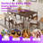7-Piece Dining Table Set With Stackable Chairs Solid Wood Legs & MDF Tabletop-543896243-543896244