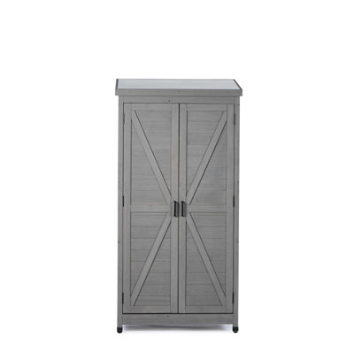 Wood Outdoor Shed With Metal Top And Spacious Tool Storage Garden Construction