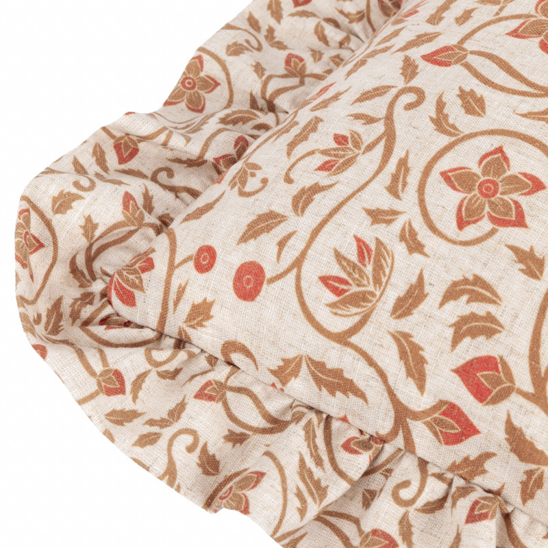 Floral Square Pillow Cover, Light Mocha