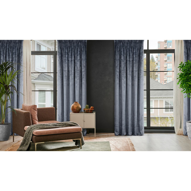 Baulch Blackout Curtains Single Panel, Steel