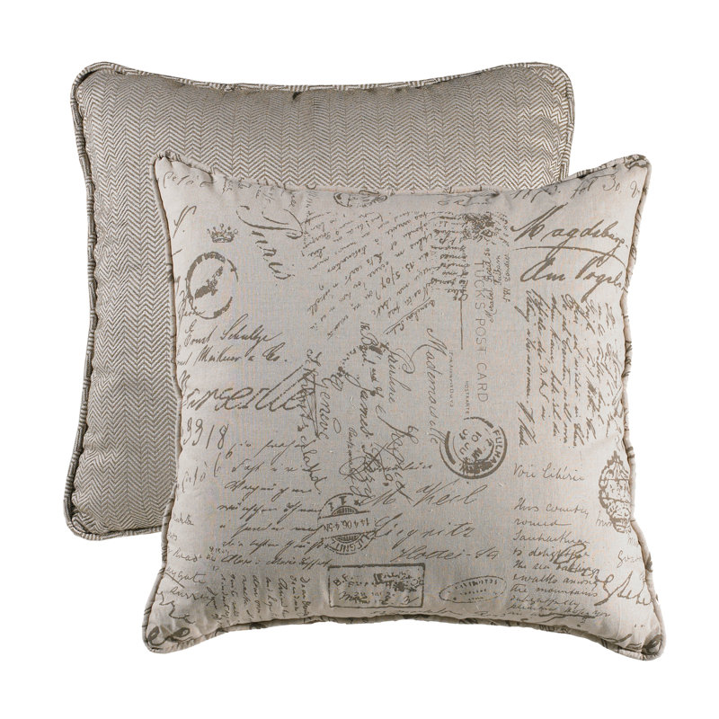  Taie décorative Fairfield , Crème, 27 po x 27 po, Lin imprimé
