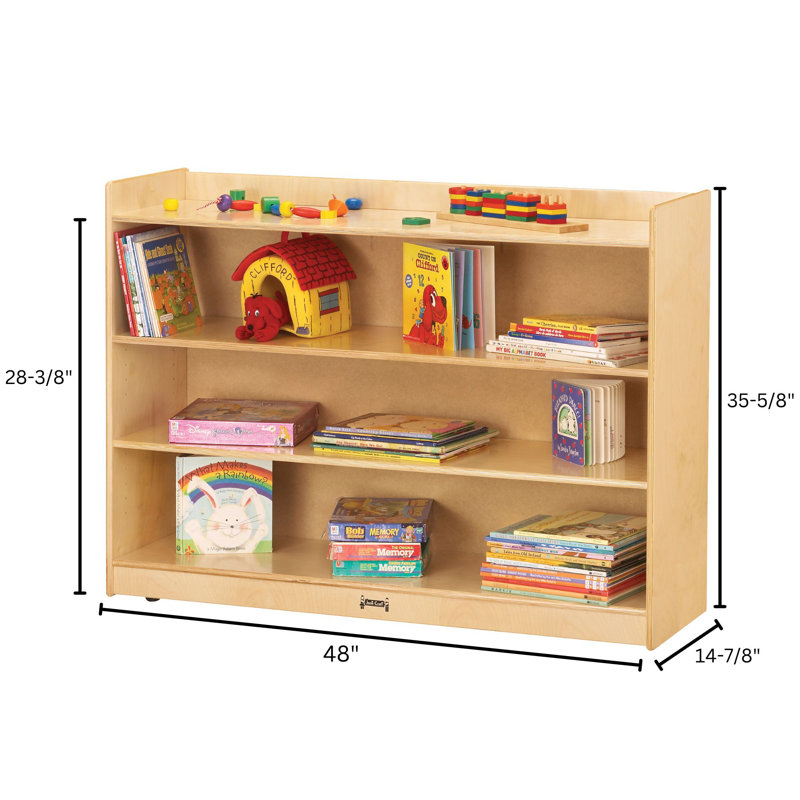 Adjustable Kids' Light-Brown Wooden Mobile Bookcase with Lip