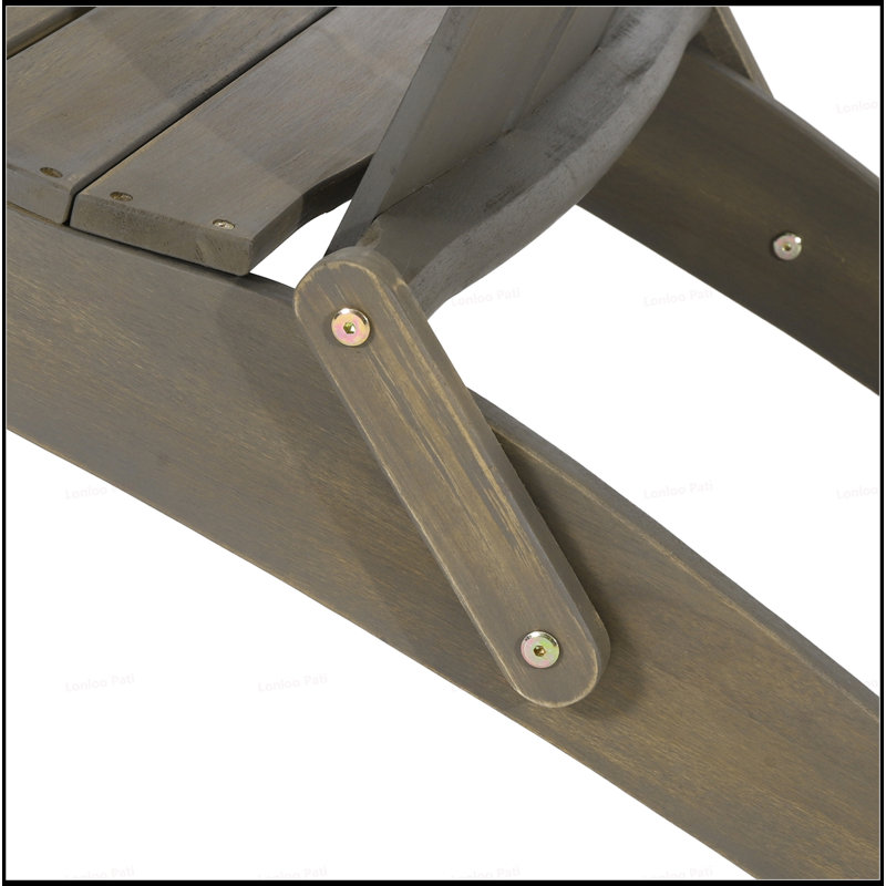 FOLDABLE ADIRONDACK CHAIR With Rich Acacia Wood And Rustic Design For Outdoor Comfort And Convenience, Gray Brown