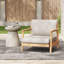 Fauteuil club de patio en bois d'acacia avec coussin résistant à l'eau, teck et beige (1 pièce)