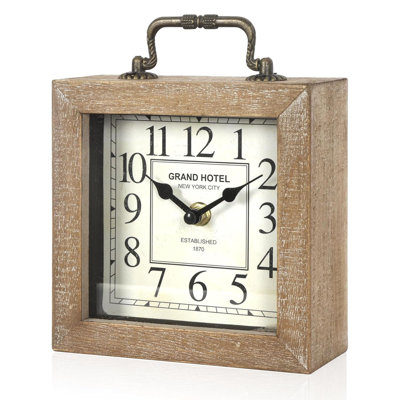 Vintage Wood Finish Mantel Tabletop Clock Retro Farmhouse Decor Desk Clock