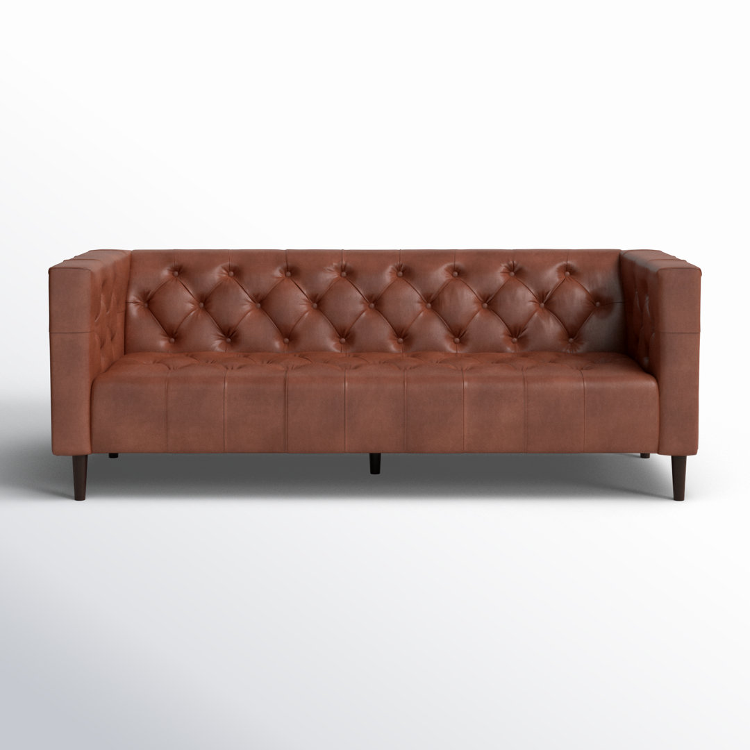 Cornelia 84'' Top Grain Genuine Leather Chesterfield Sofa Joss & Main Upholstery 