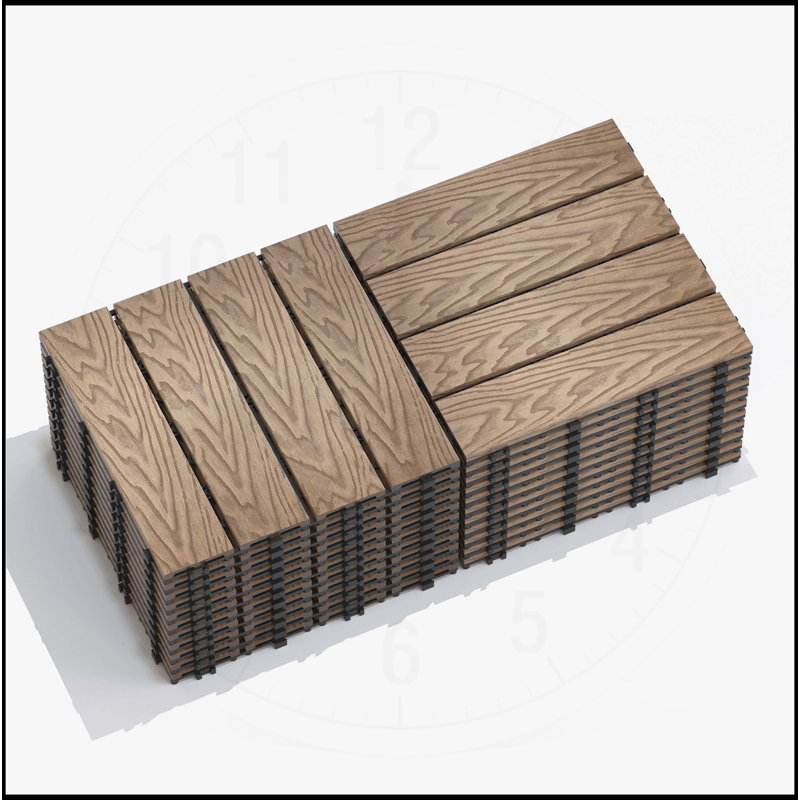 Carreaux de terrasse durables et emboîtables pour l'extérieur et l'intérieur, résistants aux intempéries et élégants., Teak