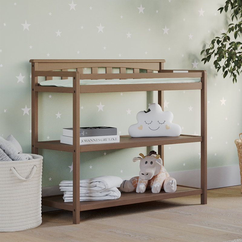 Child Craft Flat Top Changing Table with Changing Pad, Dusty Heather