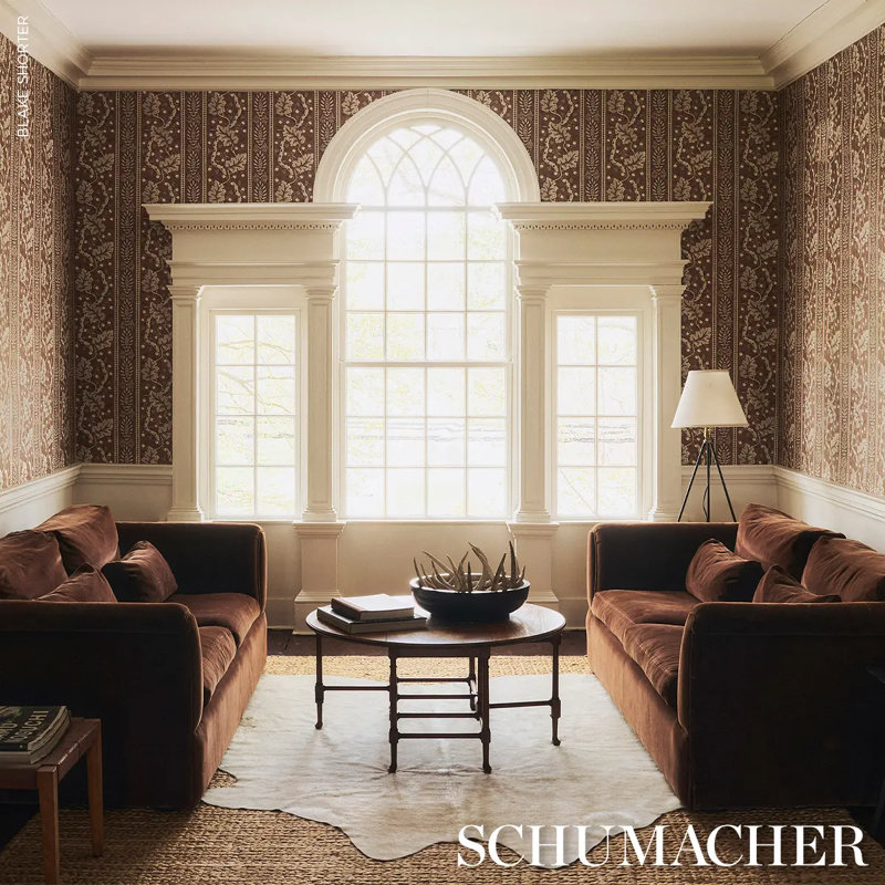 Richmond Striped Wallpaper Roll, Brown