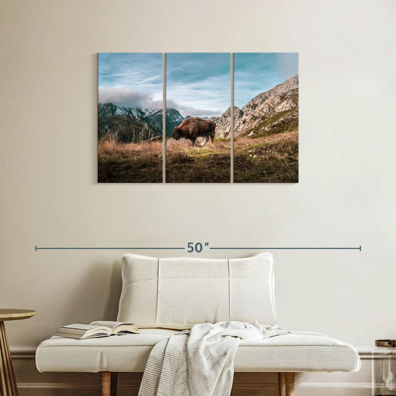Brampt Bison On A Mountain, 24" H x 38" W