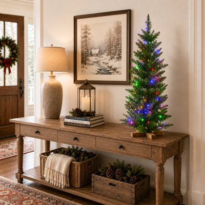 2' Dual 3 Mm led Timberland Pine Tree 10"D 50L Battery Operated