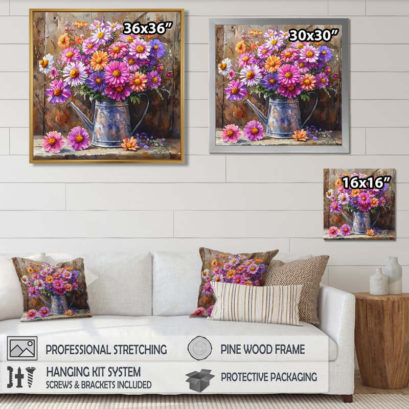 Dorren Wild Garden, charme de bouquets assortis III - Assortiment de bouquets d'art mural, H 30 po x l 30 po