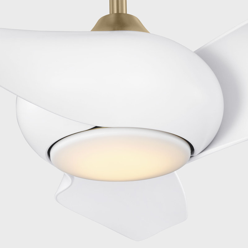 Topan Smart 52 LED Indoor Ceiling Fan with Threaded Downrod, ABS blades and Handheld Remote, Burnished Brass/Matte White