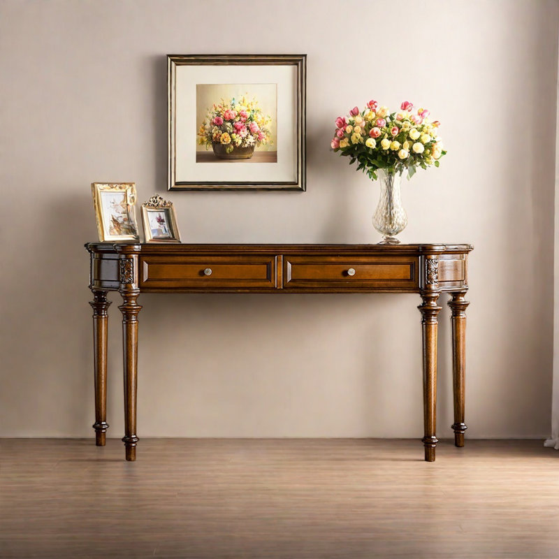 Console en bois massif de style rustique rétro