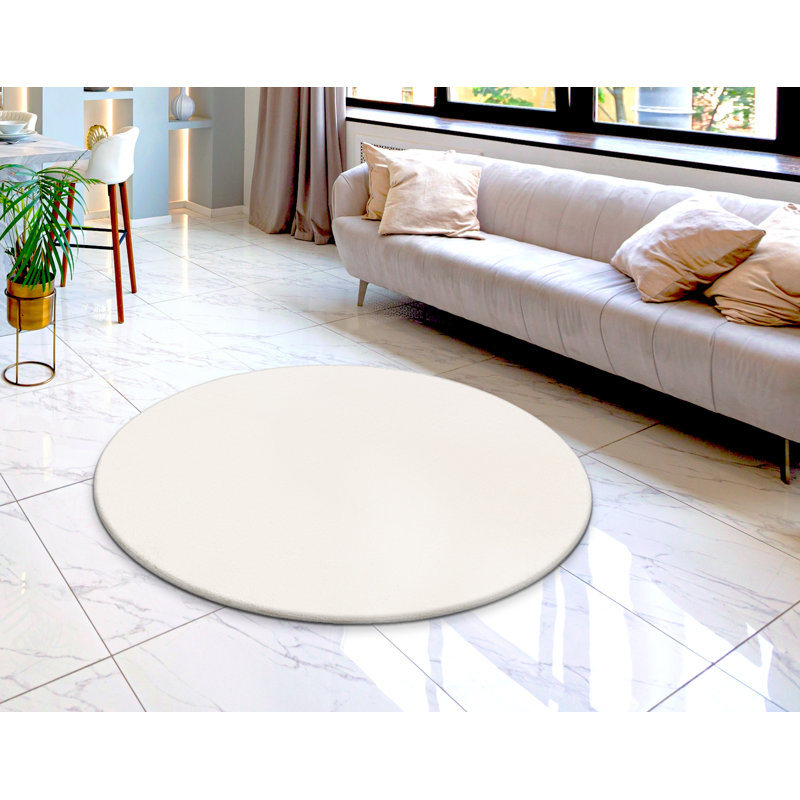 Pacificia Solid Colour Area Rug, Cream coloured, Around 60cm
