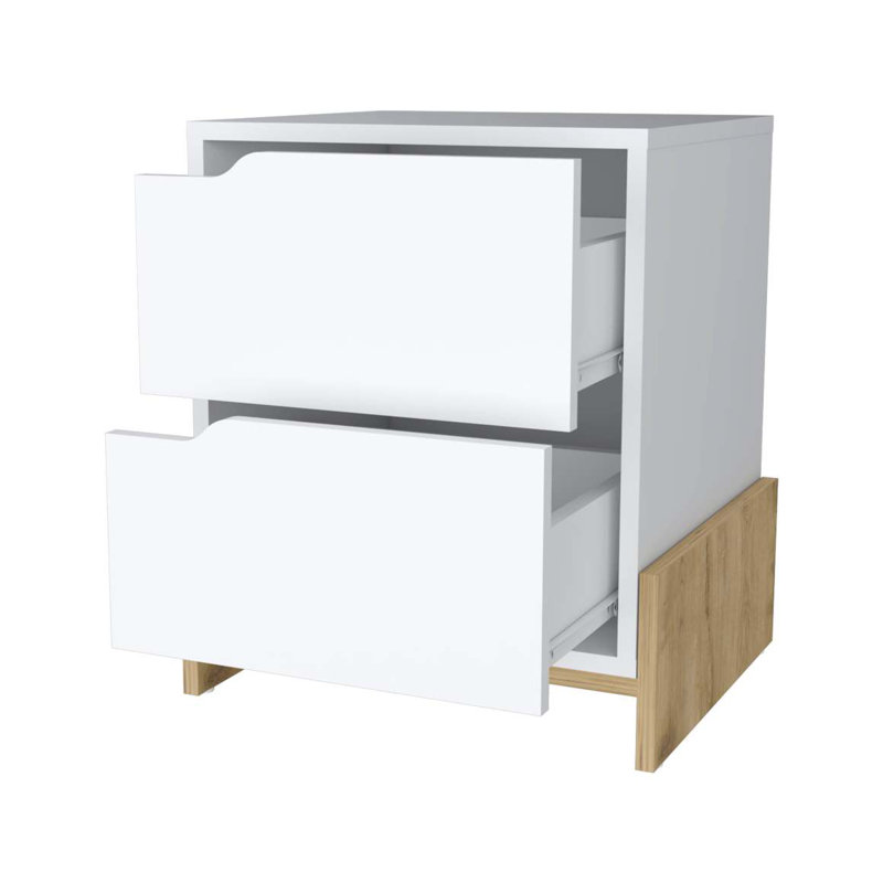 Ralston 2-Drawer Nightstand, White/Macadamia