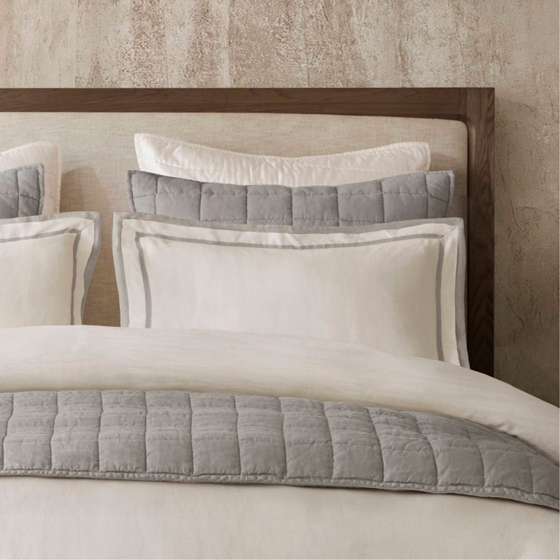 Ensemble de housse de couette 3 pièces, Housse de couette double et 2 taies décoratives s, Grey/White