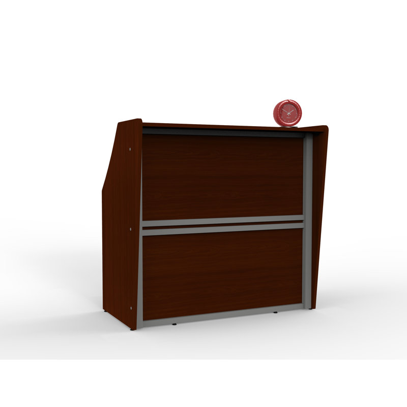 Previlus Rectangle Synthetic Laminate Reception Desk, Cherry